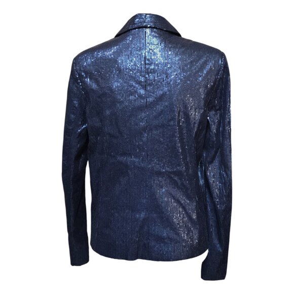 Forever 21 Women's Large Blue Sequin Shimmer Blazer Jacket Large NWT - Picture 2 of 5